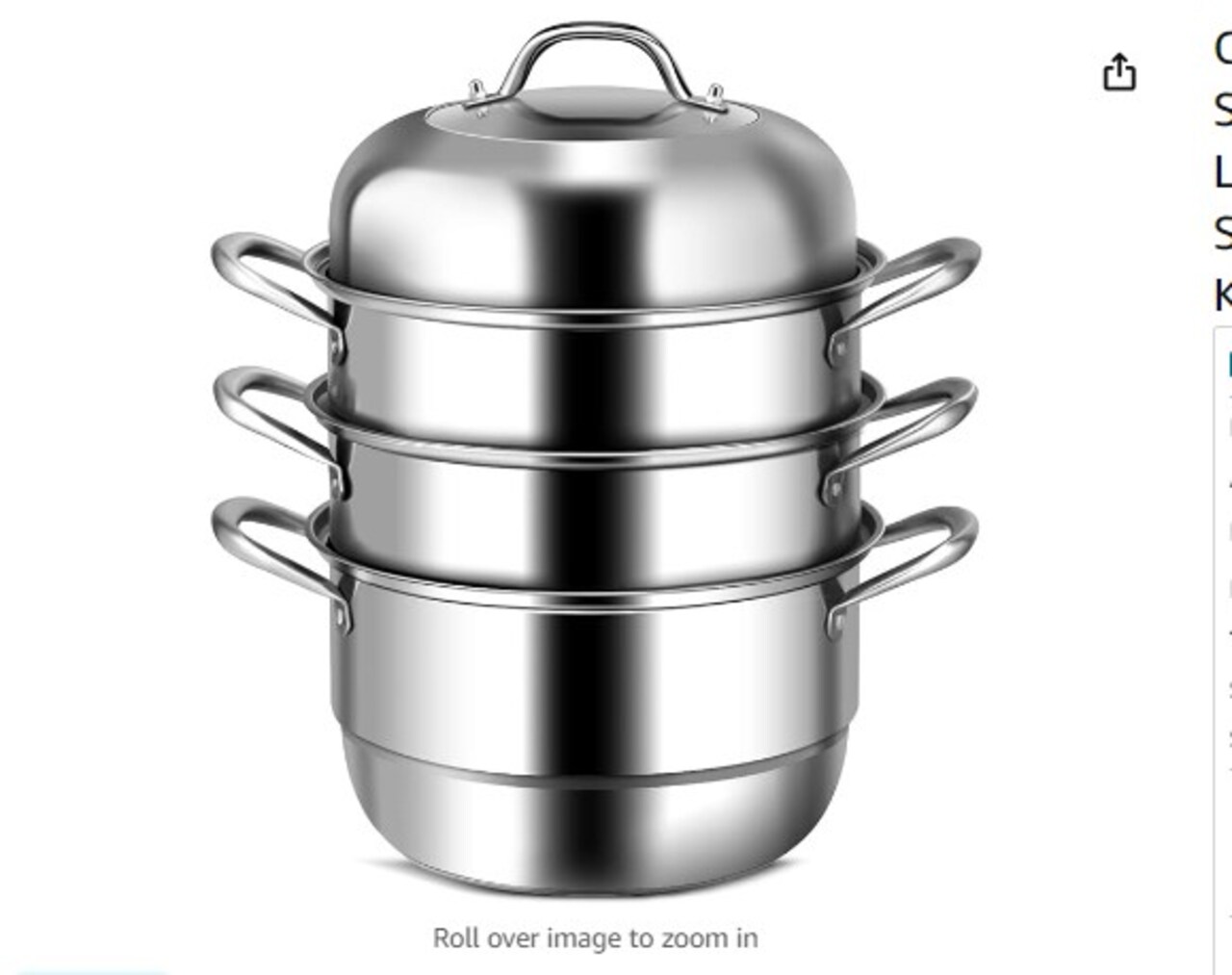 Cooking Steamer with 4 Tiers, 11-Inch Stainless Steel Steamer Pot with Tempered Glass Lid, Handles on Both Sides, 2 Steaming Septa Included, Dishwasher Safe, Ideal for Vegetable, Food, and Kitchen